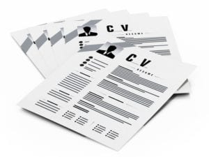 Generic resumes (CV) isolated on white.
